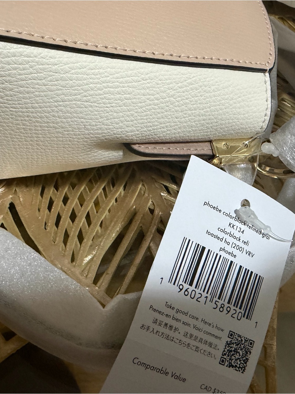 Kate Spade Colorblock Crossbody Bag in Cream and Blush